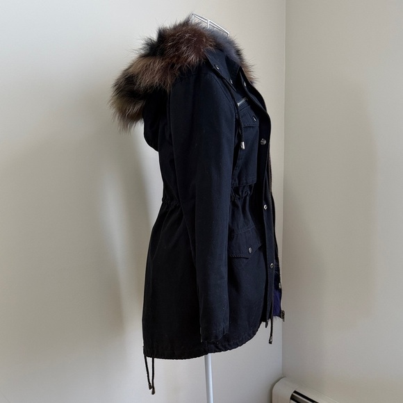 Jocelyn Black Utility Jacket with Real Fur Lining - Picture 3 of 7